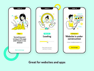 Cuterr app coming soon empty cart error figma illustration illustrations illustrator loading pack search vector website
