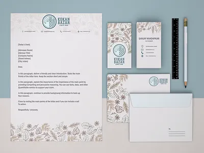 Kokan Bazar branding design indian logo minimal spices stationery vector