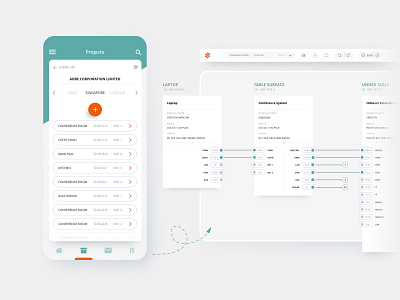 Technical plan with bill of materials 2d view app augmented reality customer requirements floor planer mobile planer product sales process ui uxdesign