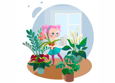 Flower room character design flower illustration vector