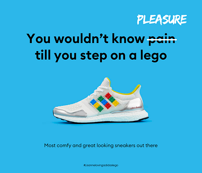 Adidas Lego campaign adidas advertising art blue branding campaign campaign design design funny graphic illustration joke lego sneaker storytelling typography