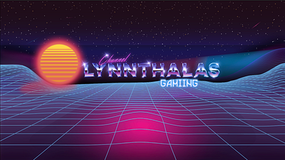 Twitch Streaming Banner 80s style banner branding chrome chrometype gaming illustration neon neon pink neon sign synthwave twitch twitch logo youtube banner