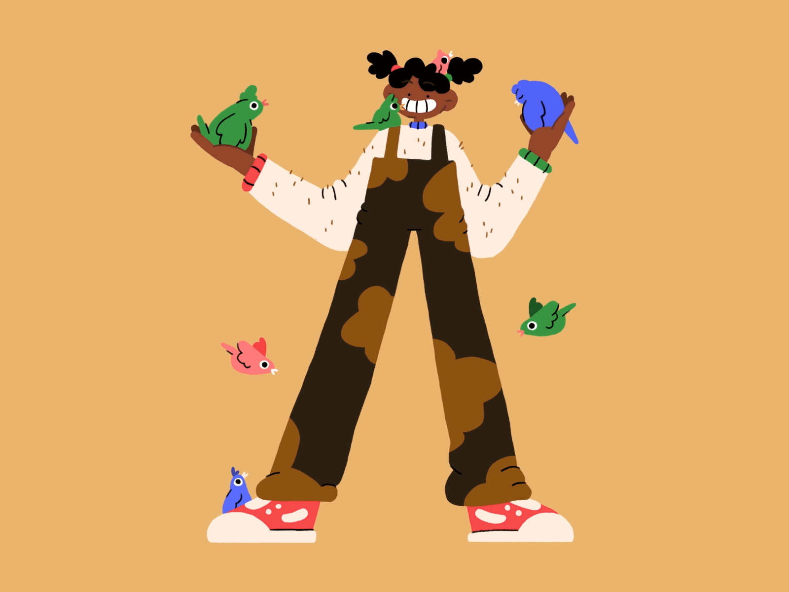 👩🏾‍🦱🕊 animal animation bird birds character design gif illustration loop motion photoshop