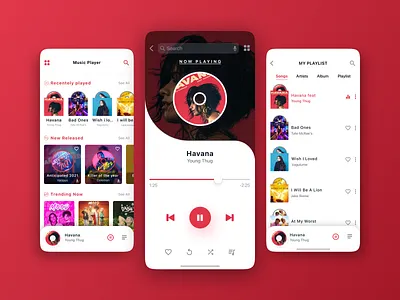 Music App UI Design - Let The Music Play! app app design clean design clean ui design minimal mobile ui music music album music app music art music player music player app music player ui play player playlist song ui ux