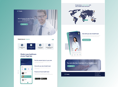 Medic Landing page flat illustration landingpage logo minimal typography ui vector web website