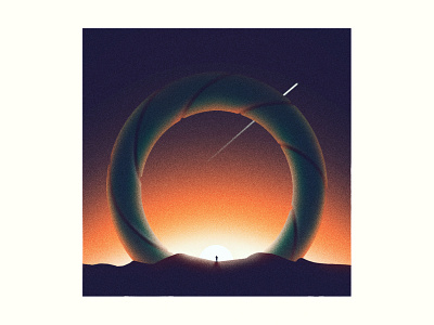 Outer space 36days 36daysoftype 36daysoftype08 abstract editorial gradient grit illustration journey moon planets shooting star snake space star sunset surreal texture vintage