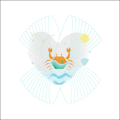 Happy crab color design illustrator ui