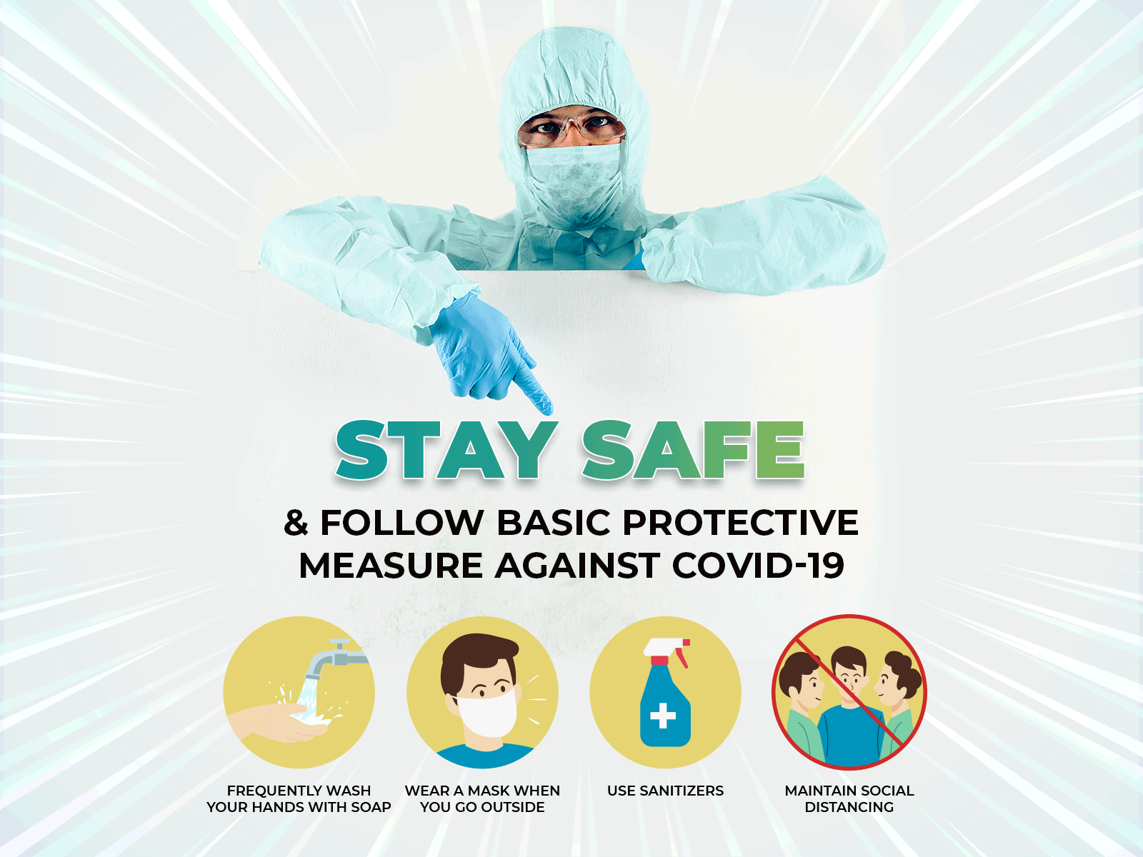 Stay Safe from Covid-19 animation branding corona coronavirus covid 19 design gif graphic illustration instagram post motion graphic photoshop post safe shahbaaz social media ui vector vector illustration virus