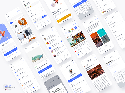 UNIKIT - Mobile UI KIT (Figma freebies) activities app cards cards ui chat feed file manager free freebie freebies list login mobile mobile app modal navigation bar profile shop shot ui kit