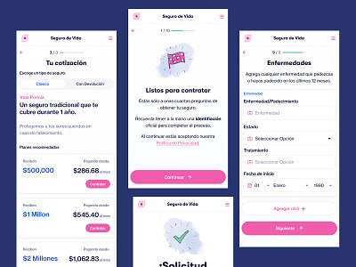 Life Insurance Flow flow illustration insurance insurance app minimal onboarding pink pricing simple ui