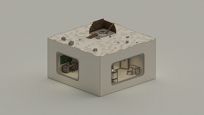 Post-apo bunker 3d 3d artist 3denviroment blender blender 3d lowpoly lowpoly3d lowpolyart minimalist post apocalyptic postapo