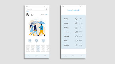 weather app artist design digital illustration illustrator minimal procreate ui ux vector xd