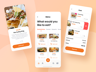 Food order app app bretzel card cart design food menu mobile mobile app order ui ux