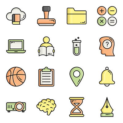 Education and school flat design design education educational graphic design iconset illustration isons line art line icons linework school study typography ui ux vector