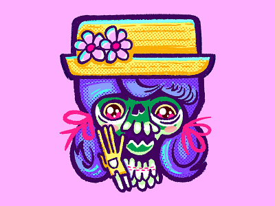 Katie the skull! alan defibaugh creepy creepycute cute design digital illustration kawaii lowbrowart popsurrealism procreate skull