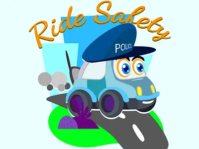 police car kids illustration animal app branding childrens book design icon illustration kids logo minimal police car typography vector