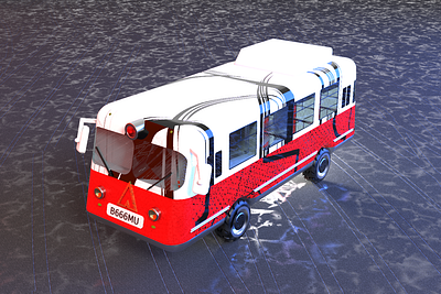 Retro Bus 3d 3d art bus car retro traffic transport vehicle