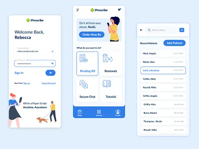 Redesign of iPrescribe's Mobile App illustrator photoshop