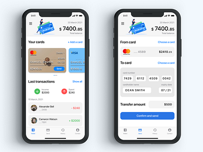 Money transfer App for iOS app design minimal ui ux