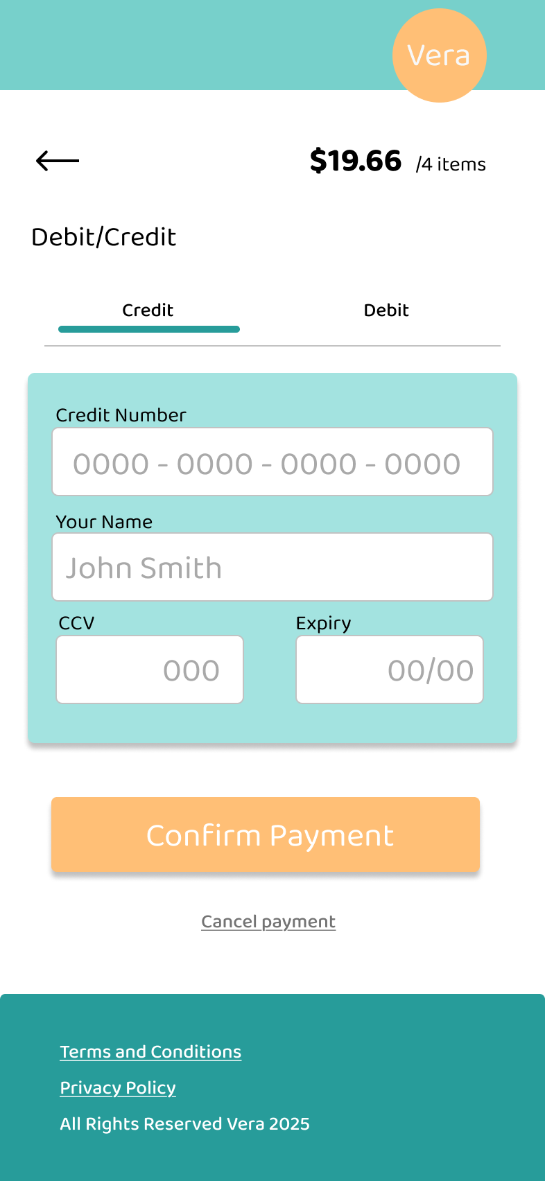 Daily UI - Vera payment by card branding dailyui ui
