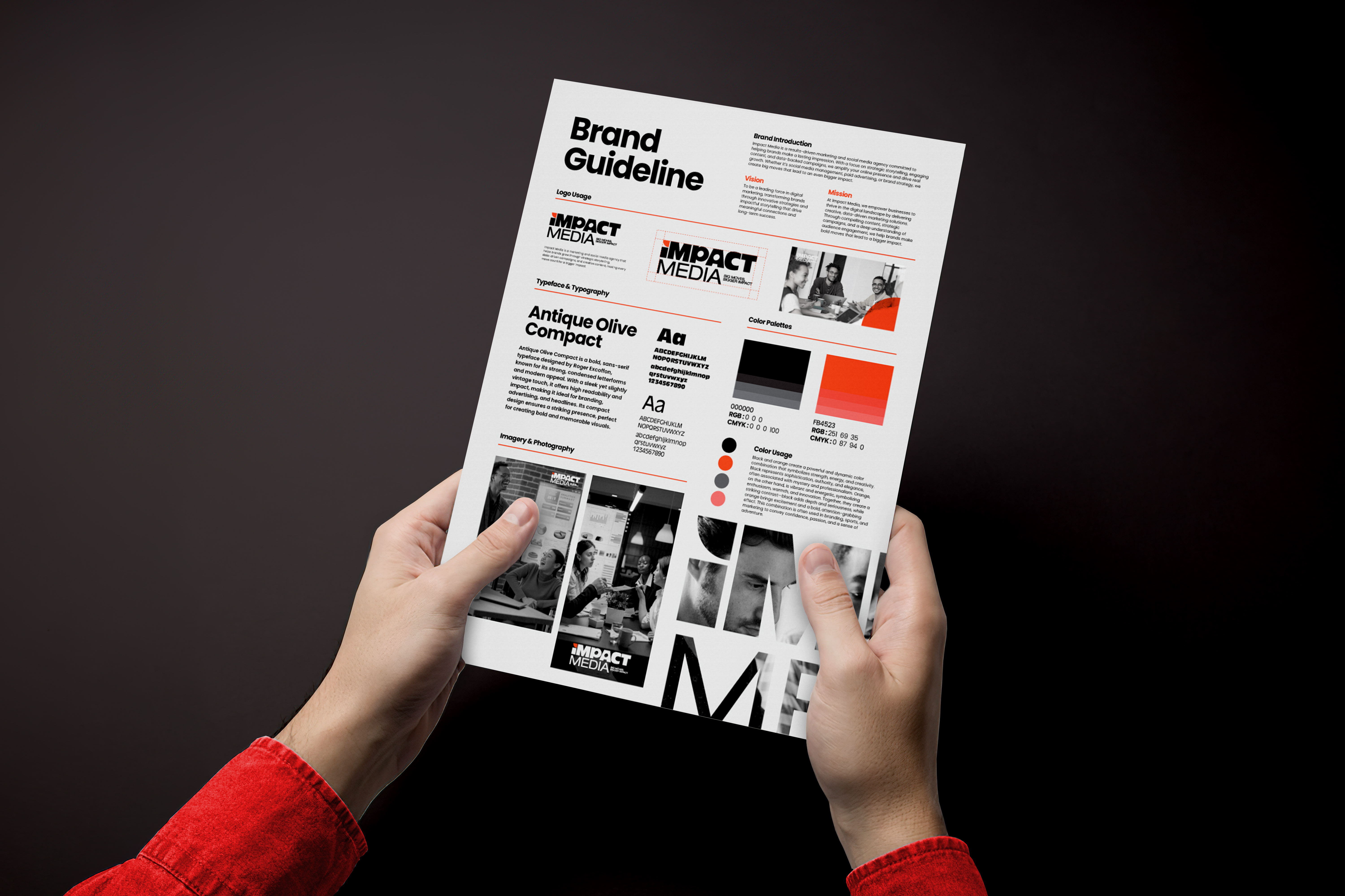 Impact Media Brand Guideline brand guideline branding graphic design one pager design