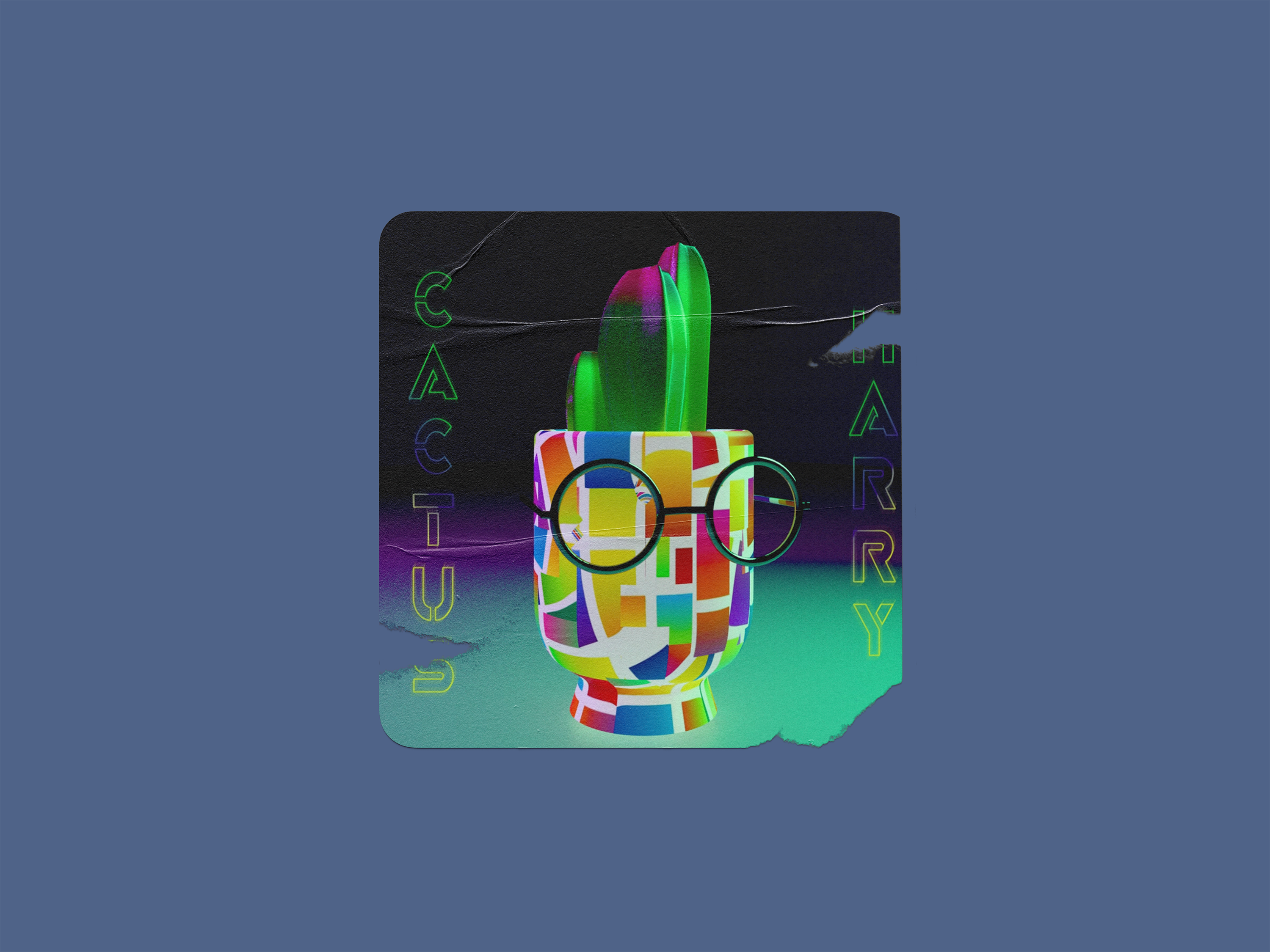 Harry the Geeky Cactus 3d animation belnder branding colorful graphic design illustration minimalist motion graphics photoshop stylized