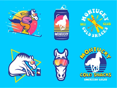 Montucky Cold Snacks lock ups beer can illustration merch skiing snow snowboard vector