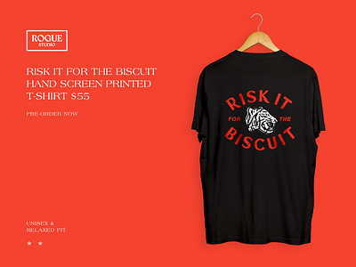 Risk It For The Biscuit animation apparel apparel illustration branding design ecommerce graphic design illustrated patch illustration patch design product design risk it for the biscuit screen printing t shirt t shirt design tiger typography ui web web design