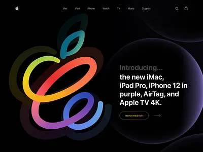 Freebie - Apple 4/20/2021 Event Landing Page apple design hero section imac ipad iphone iphone 12 landing page