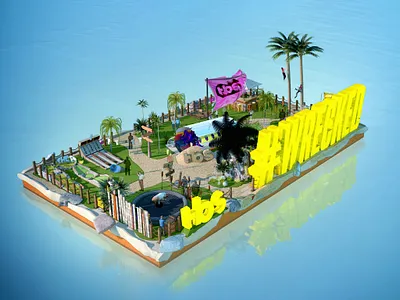 Wrecked Island Rendering - Experiential Floating Pop Up advertising campaign event event design experiential experiential design interactive pop up tbs tv