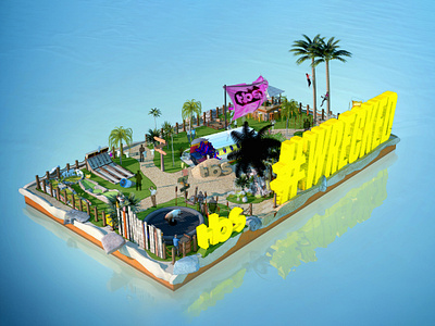 Wrecked Island Rendering - Experiential Floating Pop Up advertising campaign event event design experiential experiential design interactive pop up tbs tv