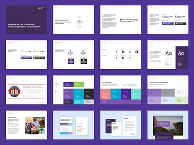 Mental Health Foundation Brand Book brand brand design brand guide brand identity brandbook branding clean health mental health purple river river digital style guide ui ux website