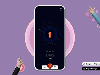 DNS App Technology 1.1.1.1 android android app app design dns firewall ios iphone key minimal redesign secure security show start ui ux vpn wall