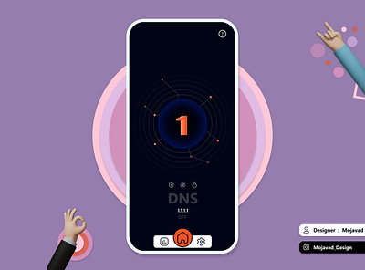 DNS App Technology 1.1.1.1 android android app app design dns firewall ios iphone key minimal redesign secure security show start ui ux vpn wall