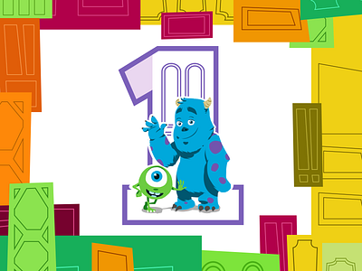 My son one year birthday baby illustration inc james p sullivan mike wazowski monsters monsters inc