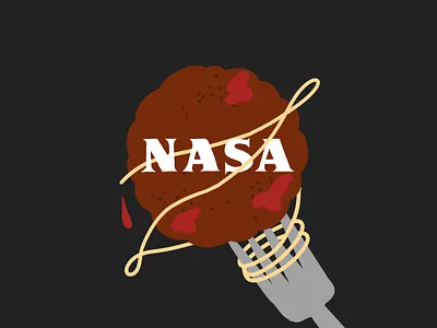 NASA Meatball as a Meatball brand branding cartoon food icon illustration logo meatball nasa space typography ux vector web wordmark