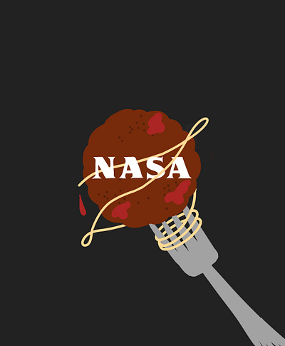 NASA Meatball as a Meatball brand branding cartoon food icon illustration logo meatball nasa space typography ux vector web wordmark