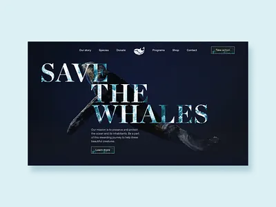 Save the whales concept #1 animals art direction art director dark ui landing page minimal minimal design modern national geographic nature nature photography ocean photography photography branding product productdesign webdesign website whale whales