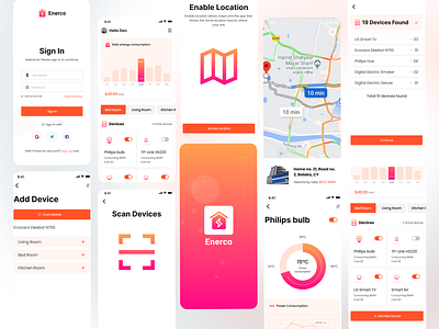 Enerco- Home Temperature Monitor IOS App. best app best app design clean home control app home security app home temparature app ios app mobile app modern app remote control smart home app