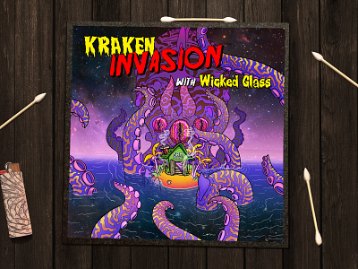 Kraken Invasion Mat cannabis cannabis design cannabis packaging dab dab mat design digital art digital illustration gigposter illustration illustrations illustrator poster art show poster