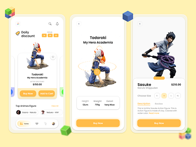 Action Figure App 3d anime app design ecommerce figure illustration inspiration minimal mockup shop simple ui ux