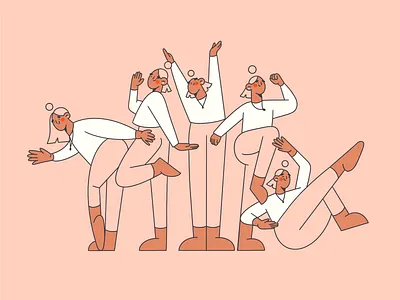 Dance workout blog illustration body positions body positive character character design dance exercises girls illustration illustration 2d line art line illustration minimal art minimal illustration team vector art web illustration women working together workout