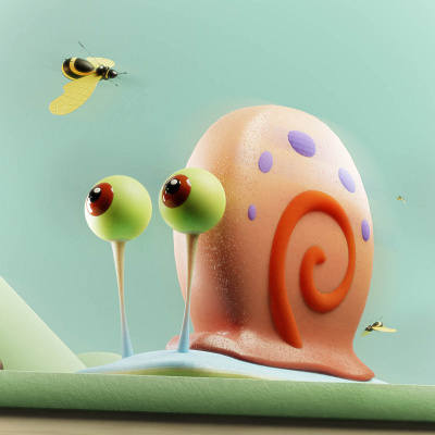 Bee-ing snail bee birds blender cartoon eyes insect modeling snail species