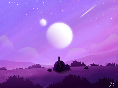 Space Cat cat comet design fantasy flat flatdesign flatillustration forest illustration landscape space
