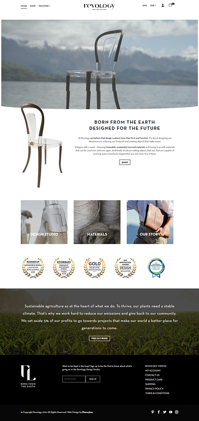 Revology - Furniture from Sustainable material adobe design adobe photoshop branding menu design minimal shopify plus shopify store typography vector wordpress blog