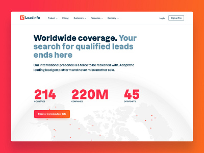 Leadinfo - Worldwide coverage design globe illustration interface ui uiux website wild digital