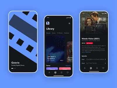 Goovie - Pocket Digital Library cinema dailyui genres library movie app movies search series streaming theater tv shows