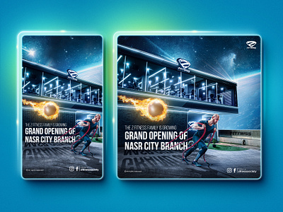 Gym Opening Key Visual app art direction banner blue design fire graphic gym instagram neon space sport typography ui web workout