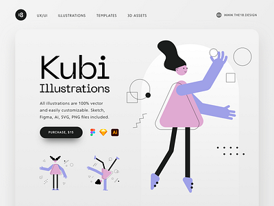 Kubi illustrations ✨ 18design character clean clean ui colorful colors digital donwload hero illustration interface minimal minimalism minimalist minimalistic stylish typogaphy ui uidesign vector