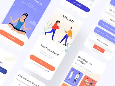 Amigo - Pandemic Assistant App covid design figma flat minimal ui ux web